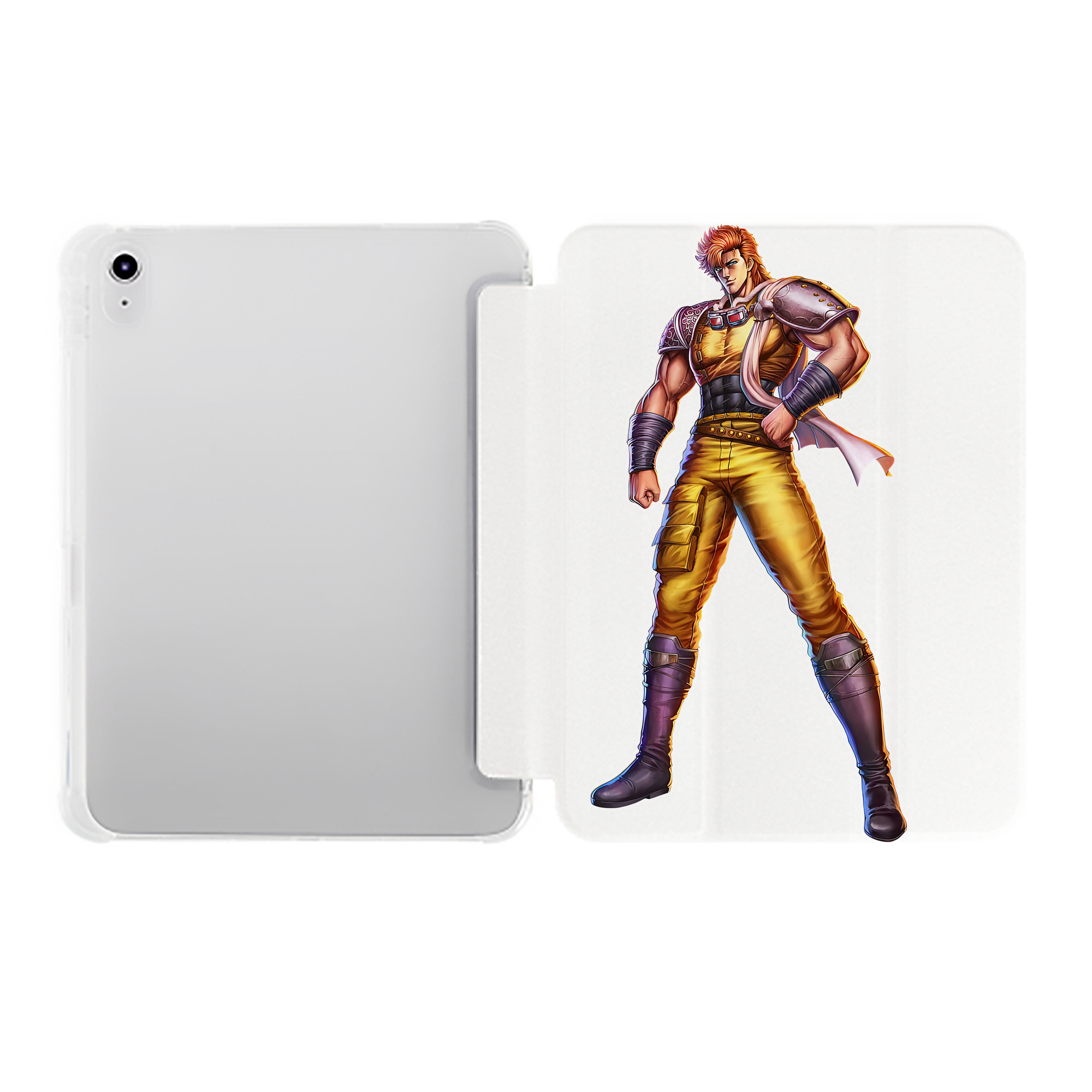 （画像用） 北斗の拳 Fist of the North Star IPad ケース ペン収納付き 三つ折りスタンド PUレザー×シリコン 対応機種9.5/10.5/10.9インチ